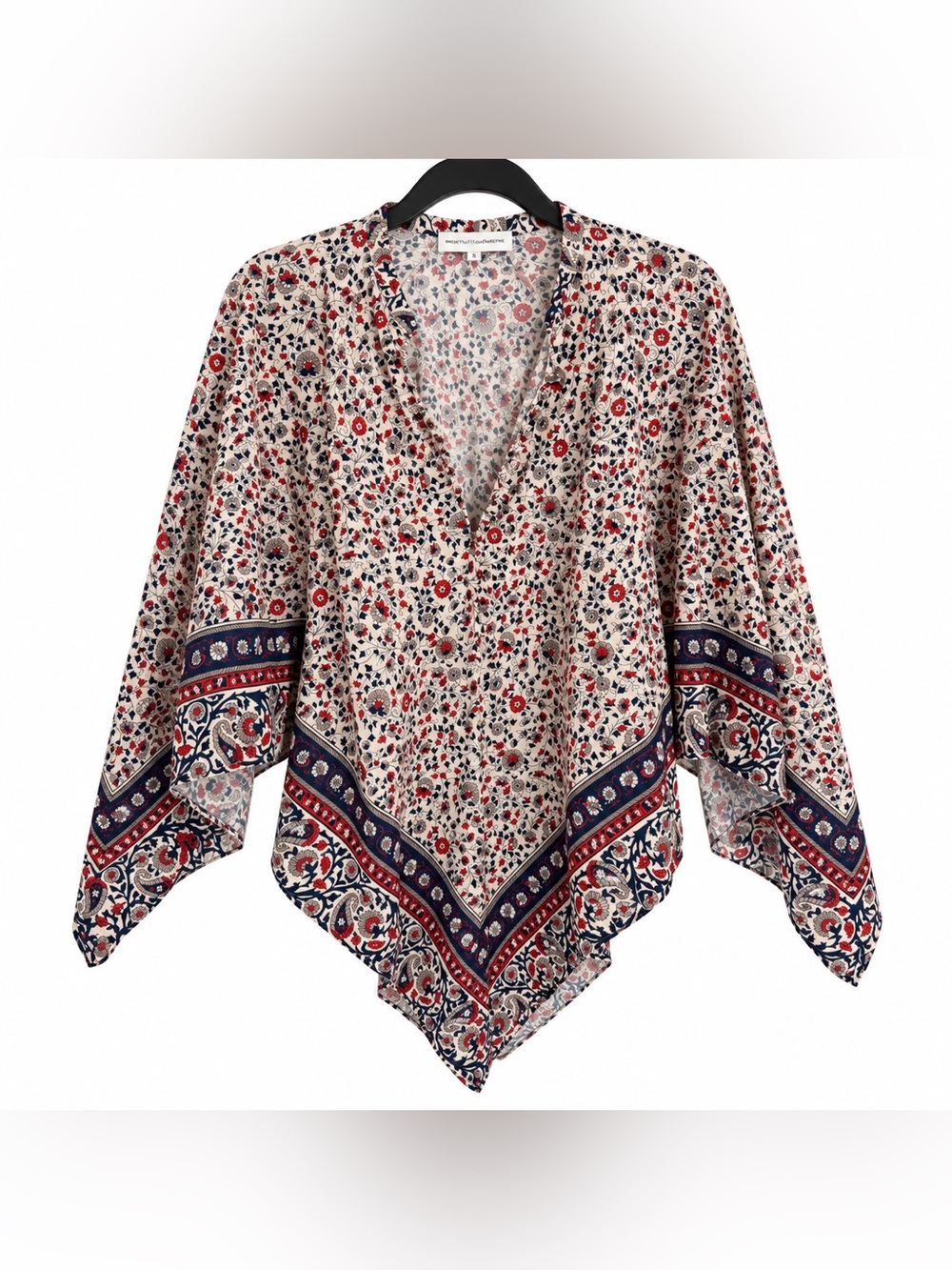 Rosetta Getty Collective Floral Handkerchief Poncho Blouse Top S